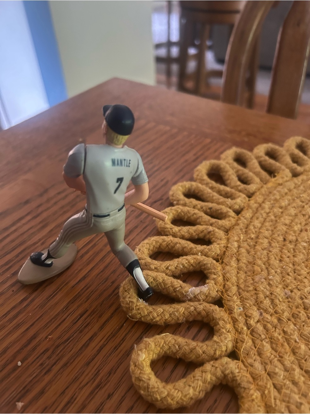 Vintage 1989 Mickey Mantle Baseball Player Figurine in Gray and Black